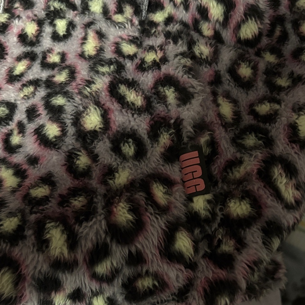 UGG Plush Leopard-Print Hooded Sweatshirt in Pink, Cream & Black - Picture 4 of 4